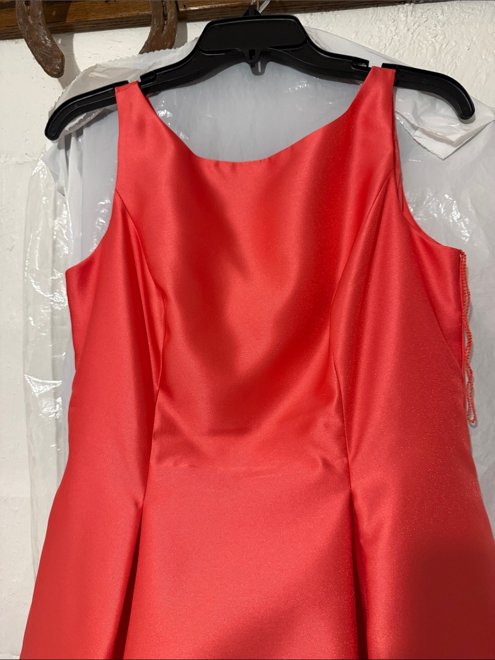 Adrianna Papell Red Satin Sleeveless A-Line Prom Dress